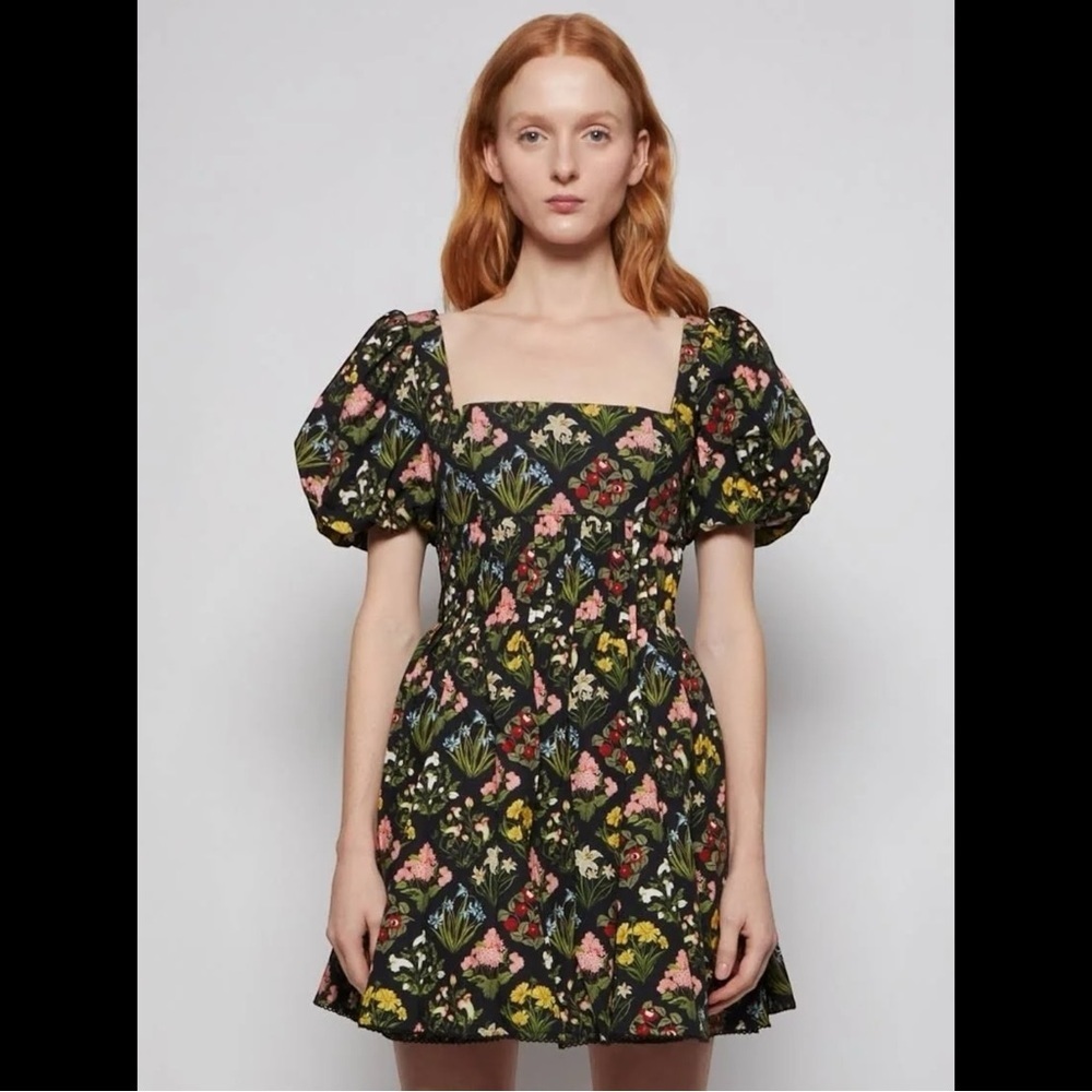 Agua Bendita Carmelo Magdalena Poplin Mini Dress Floral Medium Event Cottagecore - Picture 15 of 15